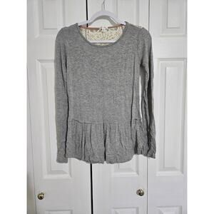 Xhilaration xs women's grey long sleeve top with crochet detail